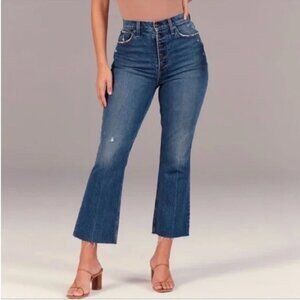 Abercrombie & Fitch Jeans 29 US 8 Short Kick Flare Ultra High Rise Medium Wash‎